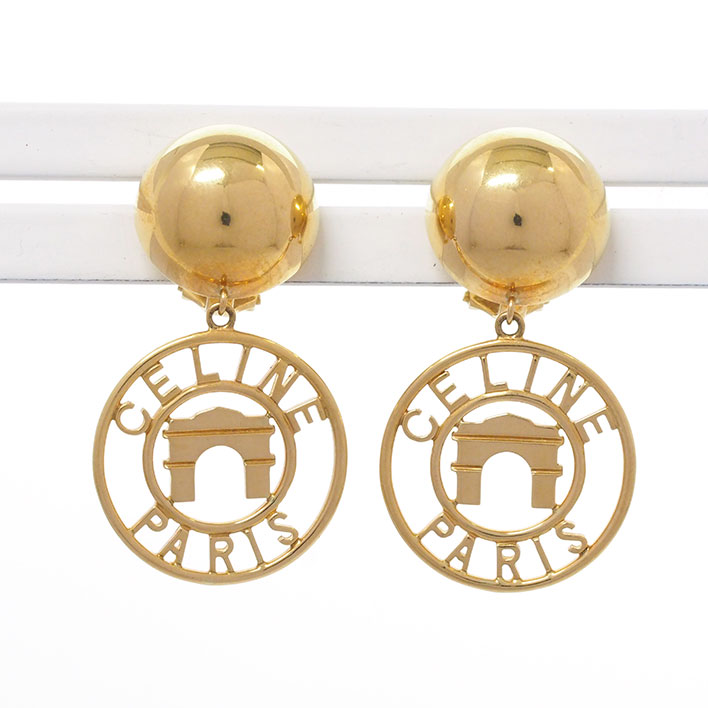 【美品】セリーヌ ロゴ サークル 透かし クリップタイプ K18YG 【イヤリング】 109,890円