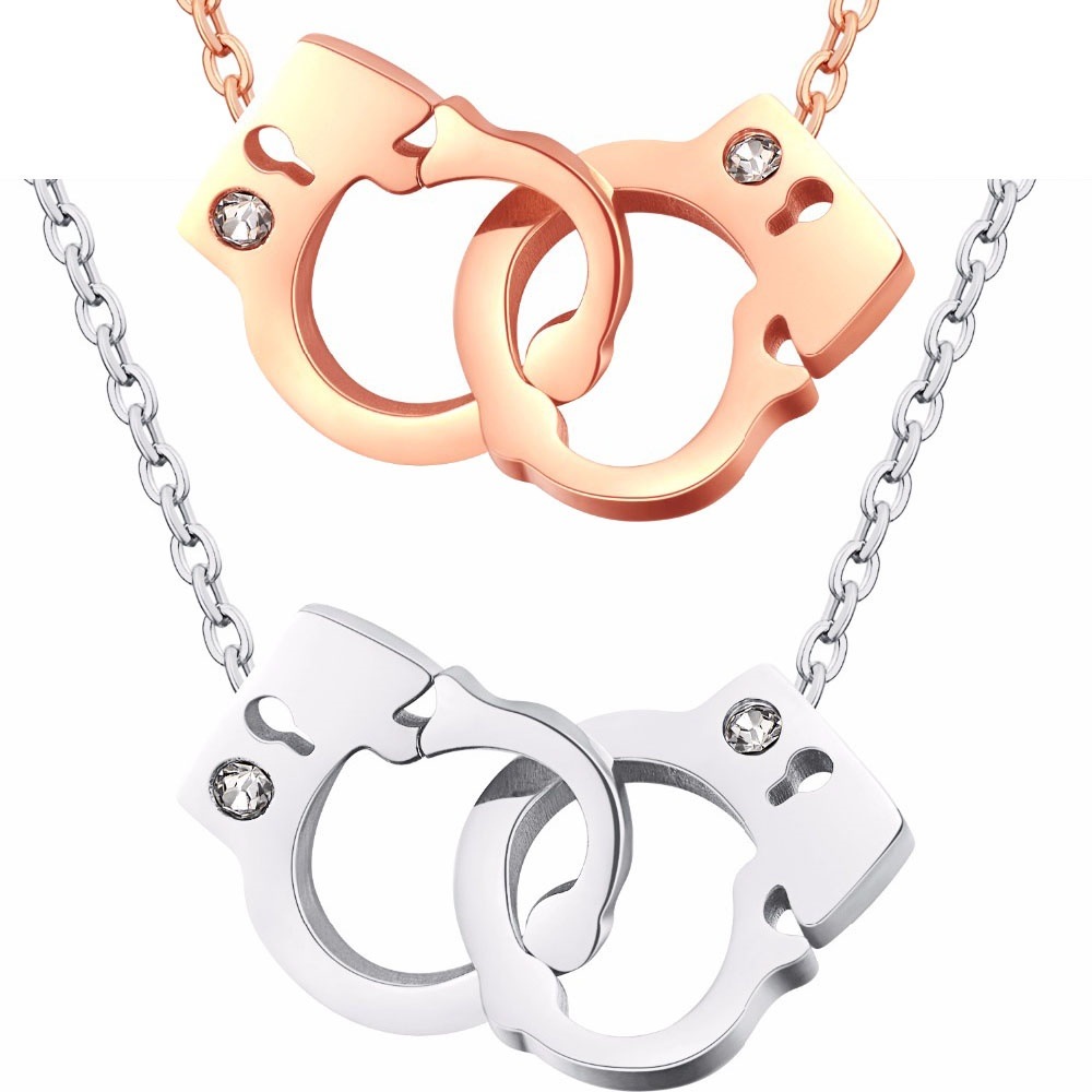 手錠型ネックレス ペアセット ステンレス 首飾り アクセサリー おそろい ピンクゴールド 銀色 シルバー 男性 女性 誕生日 記念日 プレゼント お揃い 彼氏 彼女 色違い stt00-00-0016