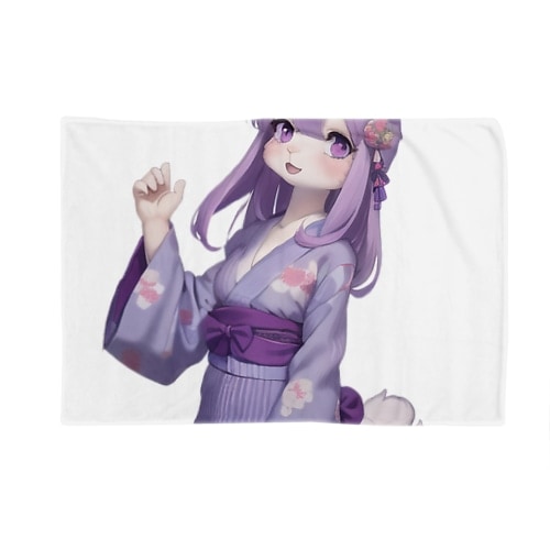 【文字入れ可能受注生産】ウサギの女の子　ナツキ ブランケットブランケット