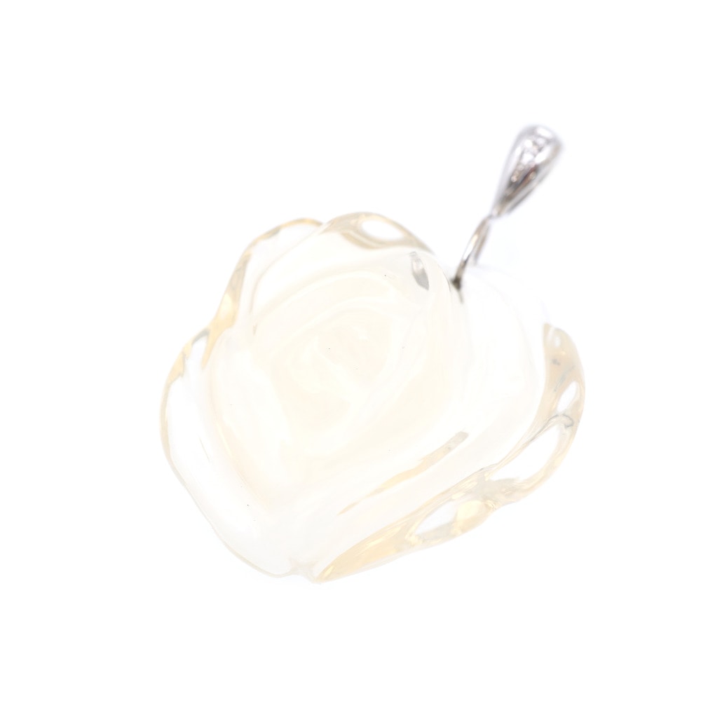 美品 天然オパール109.08ct / ダイヤ0.04ct / K18WG ペンダントトップ K18ホワイトゴールド/オパール/ダイヤモンド アイボリー 0060【中古】 レディース