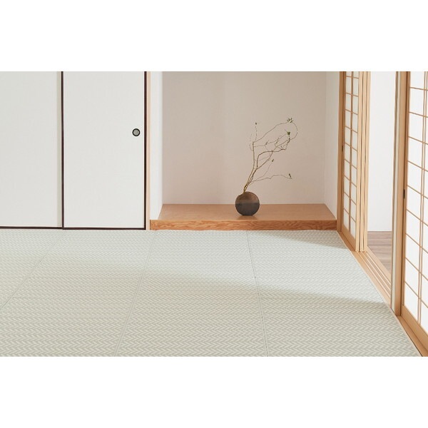 81967980 裏付き 洗えるい草風カーペット パスラッシュ 江戸間8畳 348×352 グリーン メーカー直送