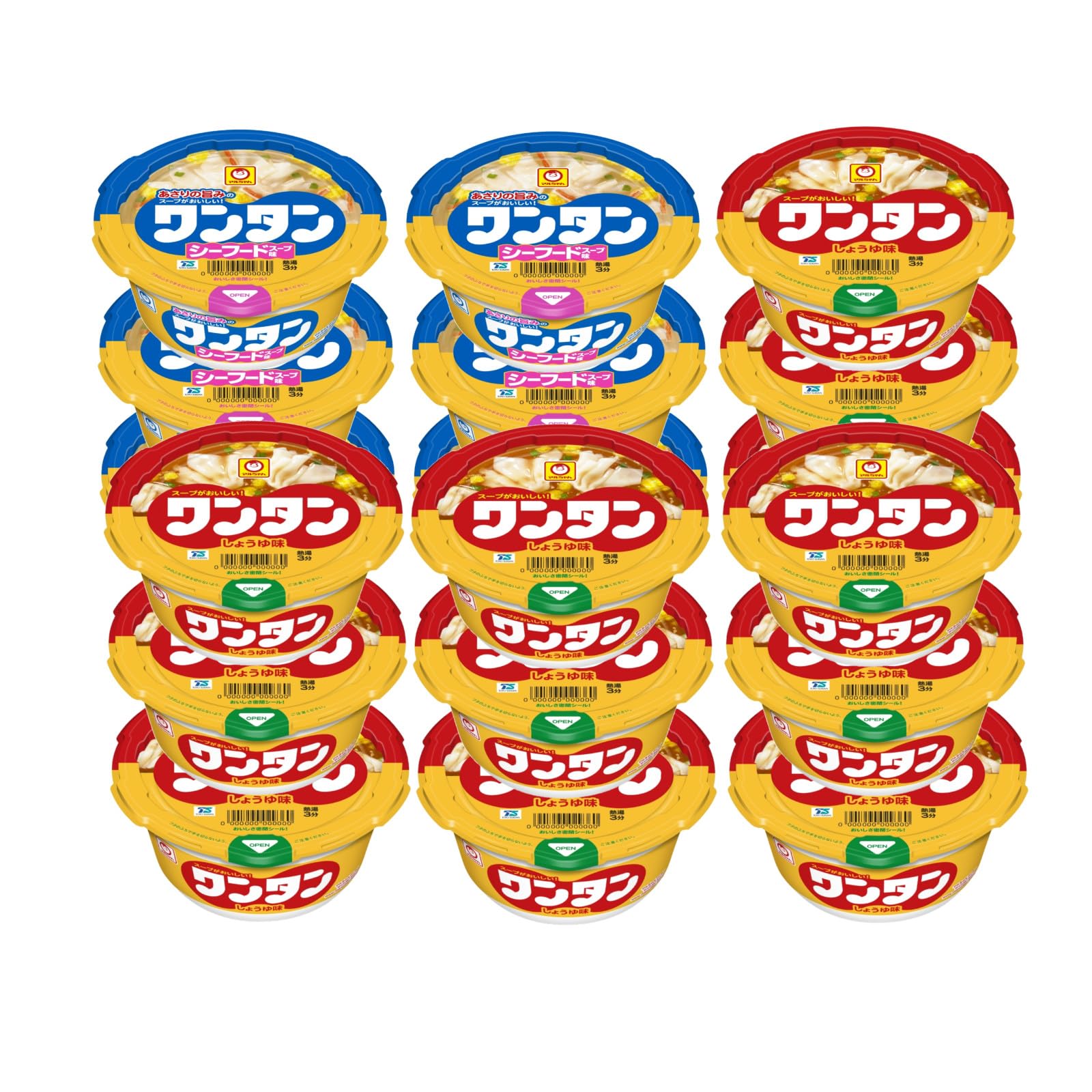 東洋水産 【セット商品】マルちゃん ワンタンスープ しょうゆ＆シーフード味 2種アソート(しょうゆ味 12個 シーフード味6個)