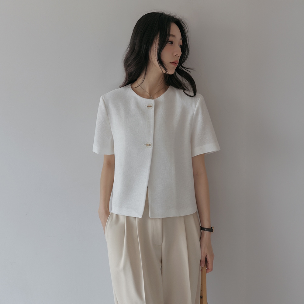 オーベニーゴールドボタンツイード1/2ジャケット