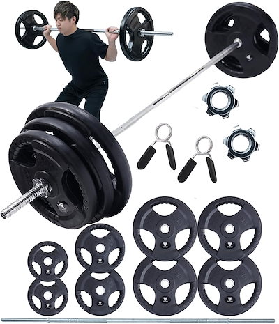 04).ﾌﾞﾗｯｸ&ｼﾙﾊﾞｰ/120kgｾｯﾄSTEADY バーベルシャフト プレート セット 60