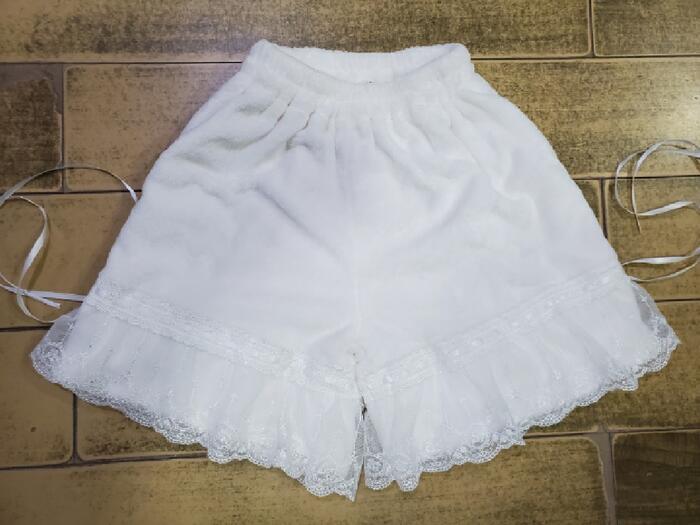 【急速出荷】かぼちゃパンツ ロリータ 冬 レギンス ドロワーズ オーバーパンツ リボン 調節 着丈 45cm - 75cm レディース レース 珊瑚 フリース もこもこ ポケット付 可愛い あったか