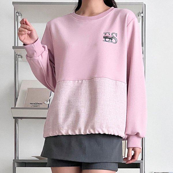 Hスタイル(T)レタリングES配色ティー 春 レディース Tシャツ 長袖 季節の変わり目 スウェットシャツ ロングT ゆったり オーバーフィット デイリーインナー