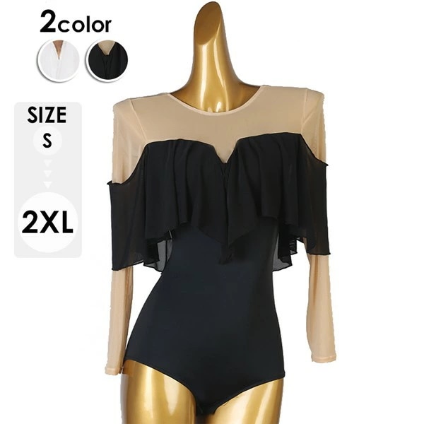 売れ 社交ダンス衣装 トップス 透け感 レオタード式 社交ダンス トップス 練習着 長袖 春 秋 冬 競技用 ダンスウェア ステージ衣装 大きいサイズ カラオケ パーティー デモ 衣装 大きいサイズ
