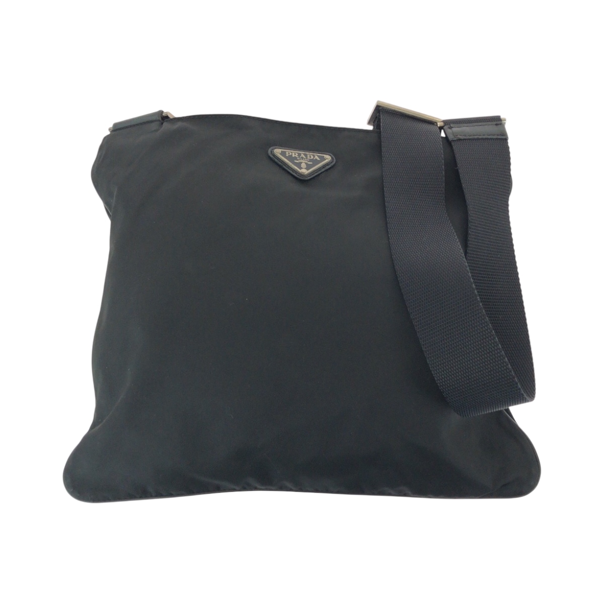 美品 テスート 三角ロゴプレート ブラック 黒 シルバー金具 ナイロン ショルダーバッグ サコッシュ レディース 502061