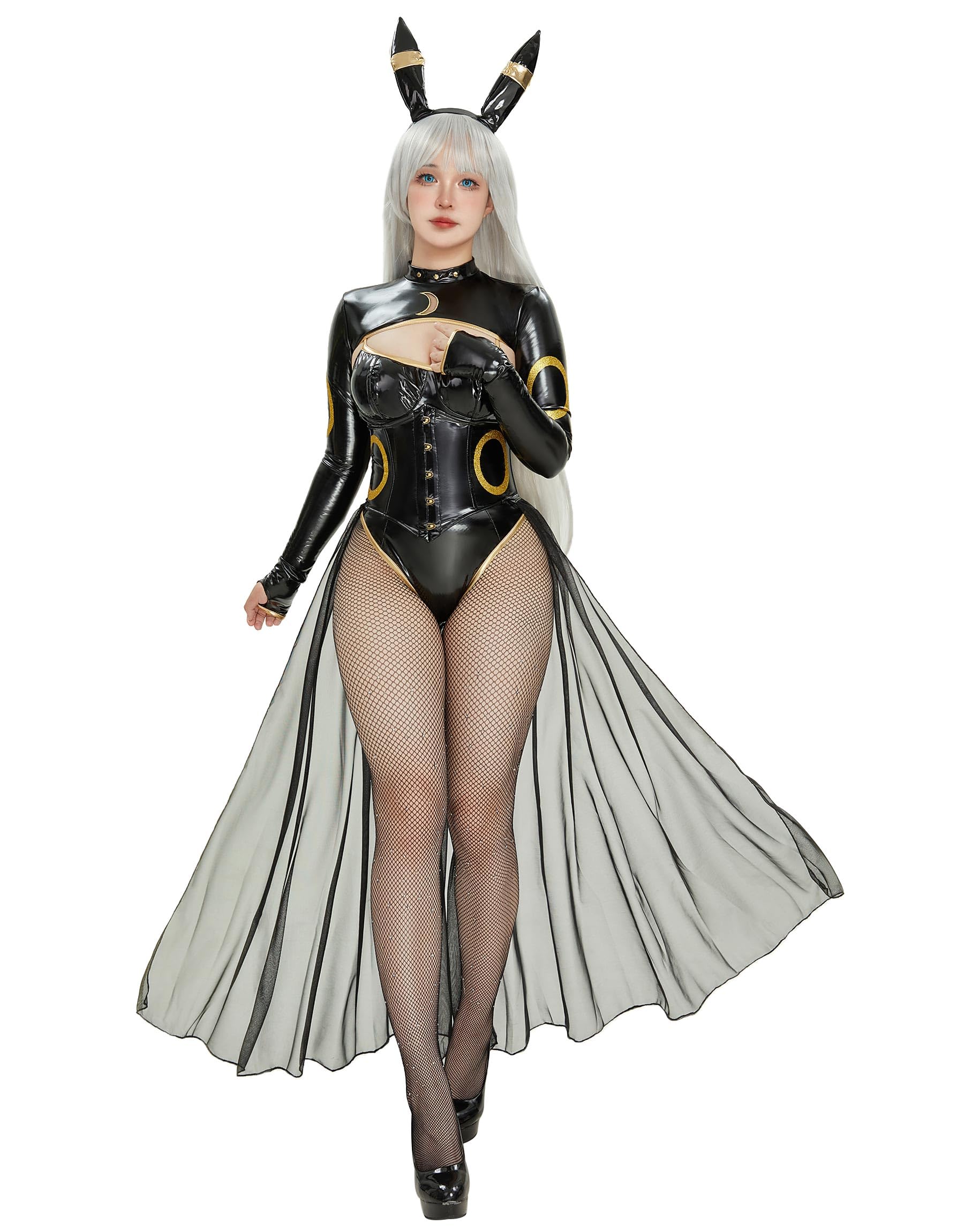 レディース 美女 コスチューム コスプレ コス アニメ ゲーム 長袖 胸開き ボディスーツ レオタード ランジェリー パンツ 動物風 黒猫 モンスター ビースト セクシー かわいい 13858