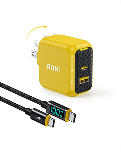 65w usb-c 充電器 AOHI 2ポート pd 充電器【 PSE技術基準適合/次世代GaN採用/折りたたみ式 充電器 type-c i Phone 充電器 MacBook/AiriPad Pro