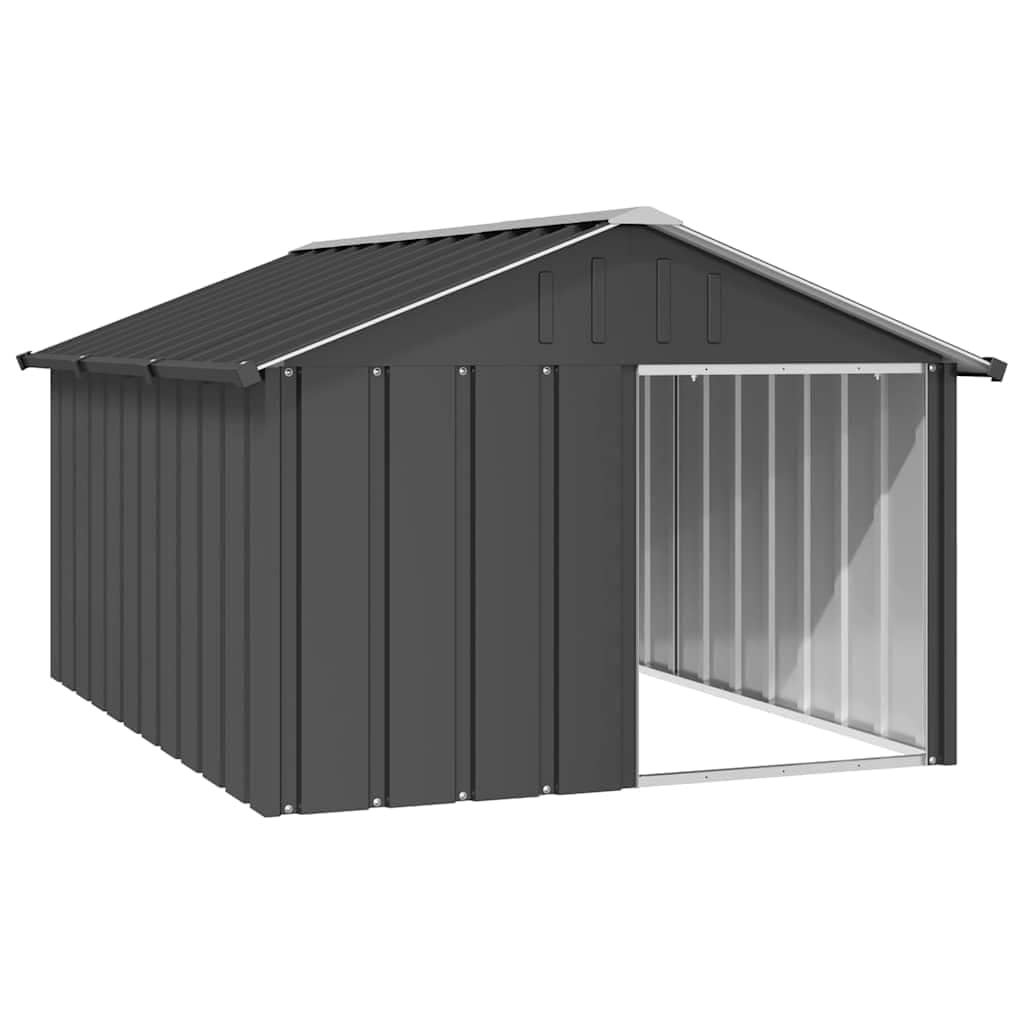vidaXL 犬小屋 ペットハウス ケージ アントラシート 116.5x153x81.5 cm 亜鉛メッキ鋼 防風 防雨 四季通用