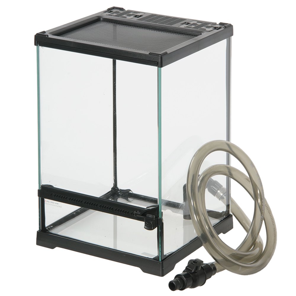 爬虫類ケージ　テラスペース　２１X２１X３０ｃｍ　穴あり　ドレン付き　爬虫類　両生類　飼育ケージ　テラリウム　ＣＲＣ17―15―05―15―00