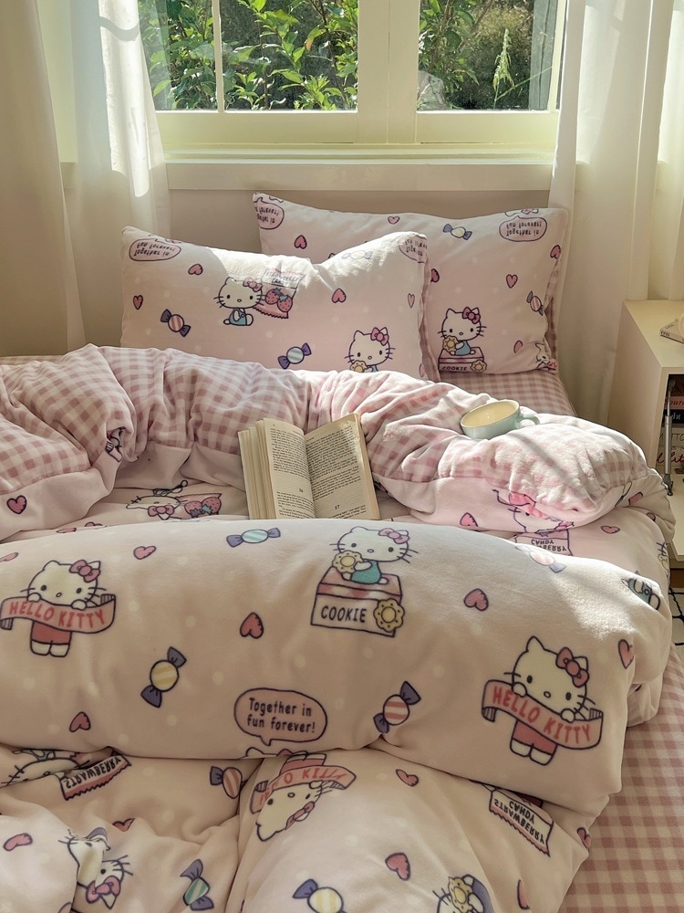 おやすみ毛沢東子猫濃厚ミルクベルベット 4 ピースキルトカバーシート寮寝具