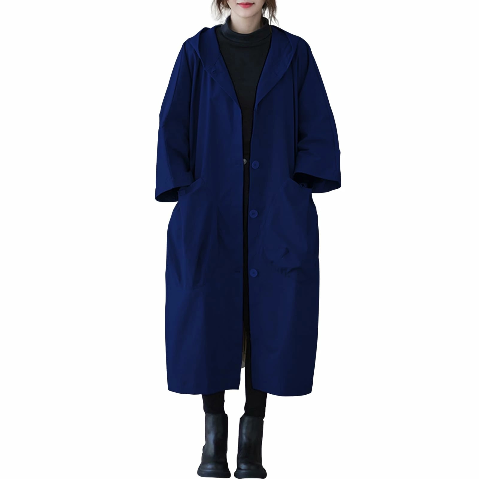ビッグシルエットトレンチコート レディース ロング丈 フード付きトレンチ パーカーコート 体型カバー カジュアル オーバーサイズ 薄手 軽量 大人 アウター Aライン 通勤通学 無地 春 秋