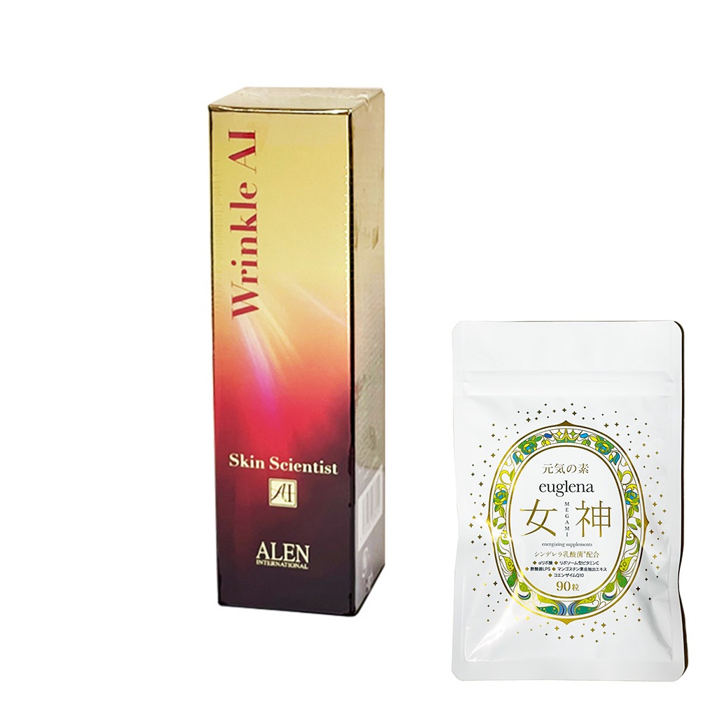 お得セットユーグレナ女神90粒＋アレン　ALEN　リンクルAI　wrinkleAI リンクルエーアイ　美容液　30ｇ　正規品　刻まれた年齢サインの悩みからあなたを解放する究極の美容液