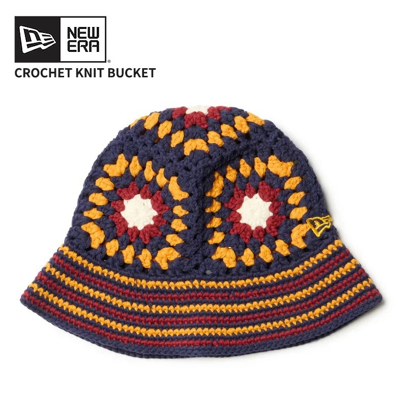 ニューエラ レディース ニット バケハ 帽子 NEW ERA クロシェ ニットバケット ネイビー イエロー クローム レッド 14667696