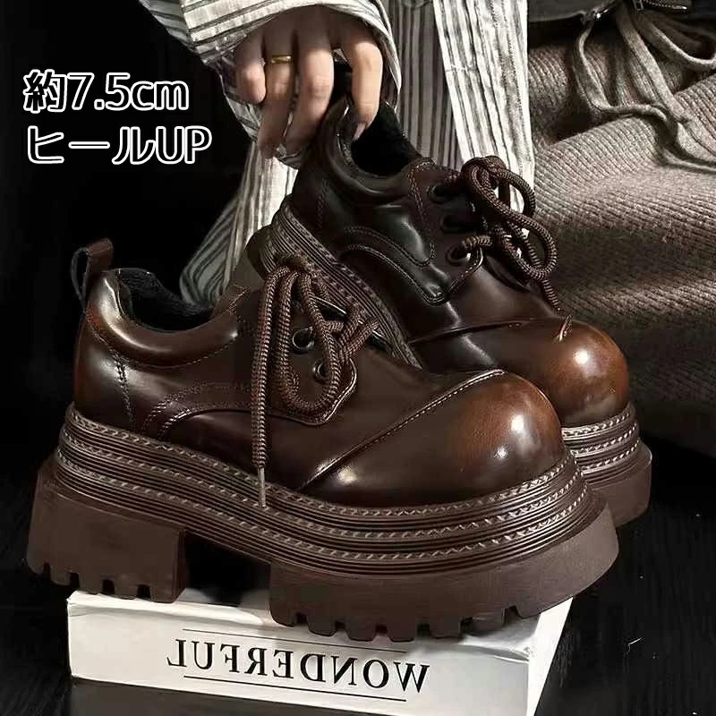 厚底ローファー レディース ローファー シンプル 厚底ローファー 厚底靴 革靴 丸トウ 黒 ブラック ブラウン 美脚 可愛い 原宿系 学生 通学 入学 卒業 コスプレシューズ COSPLAY コスプ 4,208円