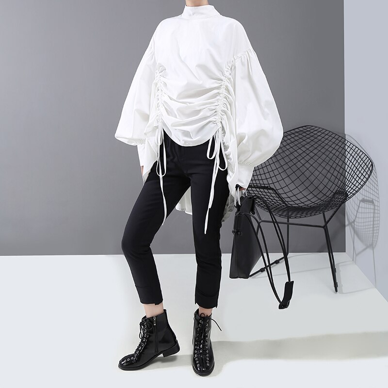 ２色 トップス プルオーバー レディース 秋冬 春 カジュアル ゆったり 長袖 長袖 ハイネック 切り替えデザイン スマート 総レース プリーツ ホワイト ブラック ワンサイズ ゆったり かわいい 大