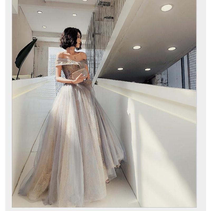 オフショルダー ウェディングドレス パーティードレス ロングドレス ブライダルドレス プリンセスドレス 披露宴 結婚式 演奏会 ステージ衣装 セクシー 二次会-156