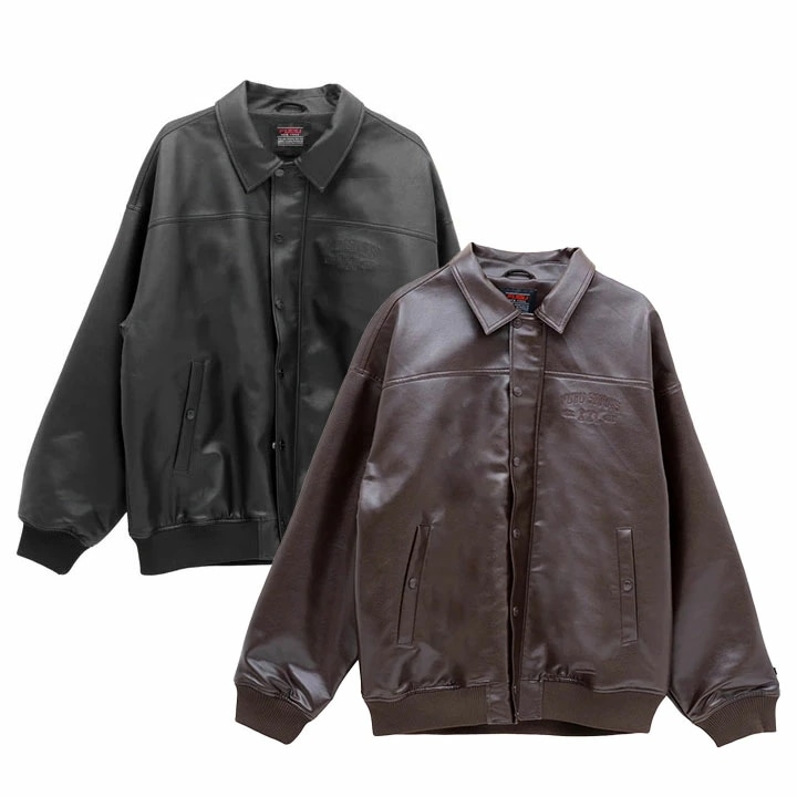 FUBU アウター 長袖 レザージャケット ブルゾン 人気 暖かい メンズ 春秋冬用 黒 茶色 大きいサイズ フブ 革ジャン シンプル 刺繍 ボタン ビッグシルエット 12,456円