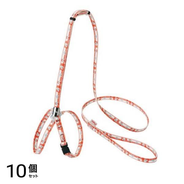 ペティオ 猫用 CAT HARNESS(キャットハーネス) チェックハーネスリード レッド 1本入 (W55952) 10個セット