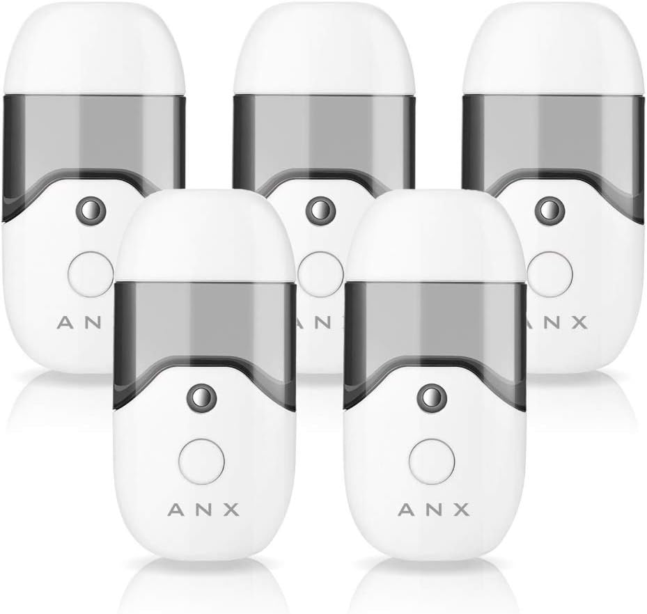 ANX 大容量 50mlタンク 携帯 ミスト 美顔器 ハンディミスト ワイド 超音波 ナノミスト USB充電式 簡易包装 説明書付 (5個) ホワイト