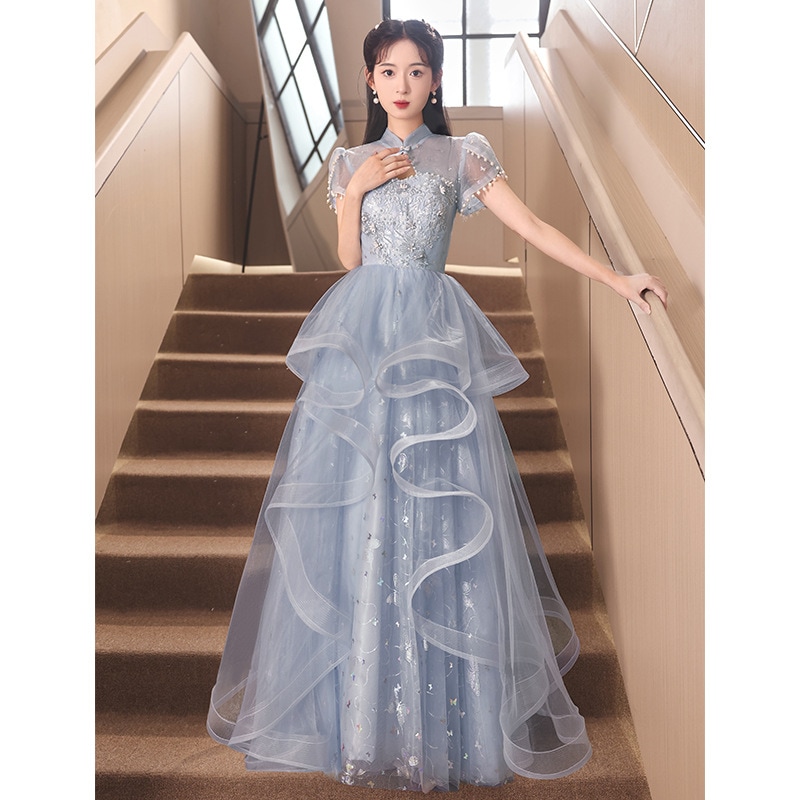 タキシード女子2024新型芸考司会者宴会高級小衆軽贅沢大気重工チャイナドレス高級感