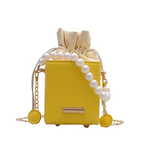 女性用パールイブニングハンドバッグ,ラグジュアリー,ユニークなショルダーバッグ,小さな四角いポケット,スタイル Yellow 1