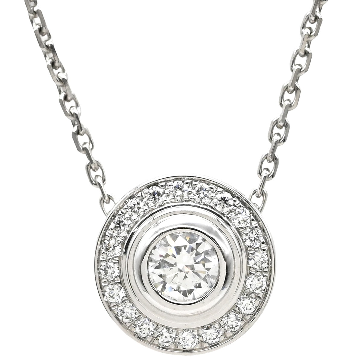 カルティエ ネックレス ダムール LM ホワイトゴールド Cartier ダイヤモンド パヴェ 18K Au750 WG 【中古】