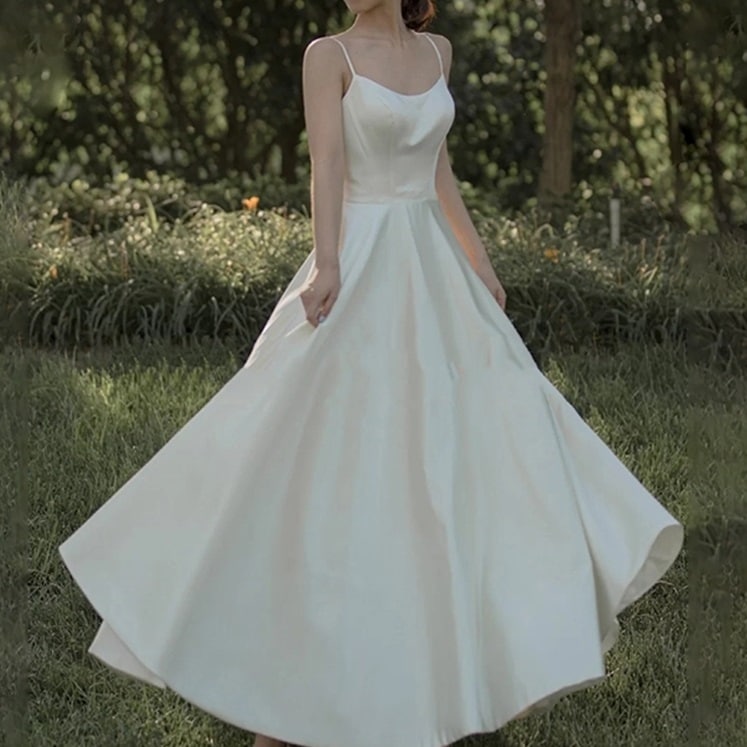 ドレス ワンピース ウェディング パーティー 結婚式 二次会 披露宴 舞台 衣装 ロング 袖なし ノースリーブ スクエアネック プリンセスライン スレンダー フレア 細身 Aライン バックコンシャス