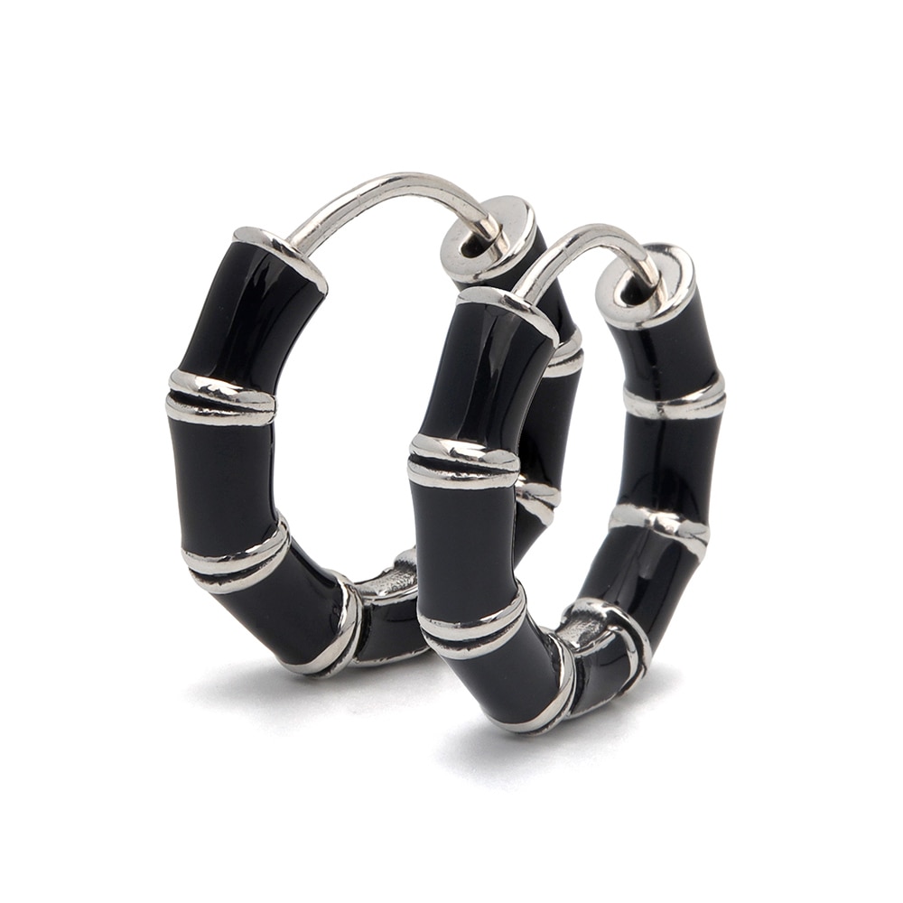 S925 ブラック フープピアス [ce293]