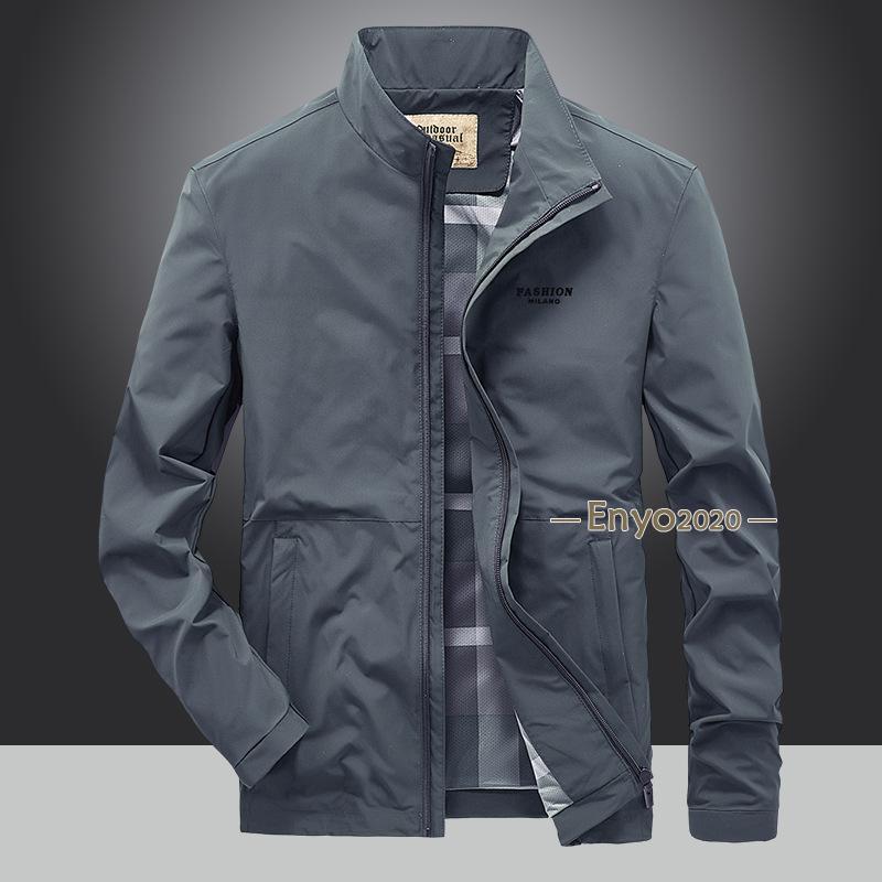 ジャケット ライトアウター ブルゾン プリント メンズ ロゴ 立ち襟 ワンポイント 軽量 カジュアル 秋服物 アウトドア 作業着 ミリタリー系