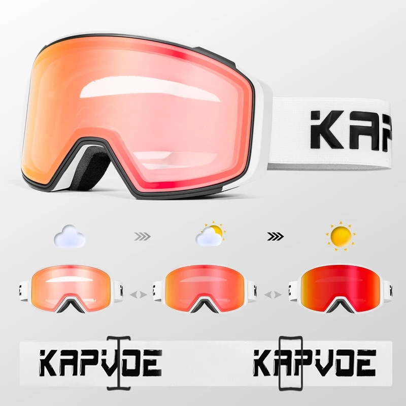 Kapvoe-男性と女性のためのフォトクロミックスキーゴーグル防曇スノーボードゴーグルプロのスノーモービル機器uv400冬