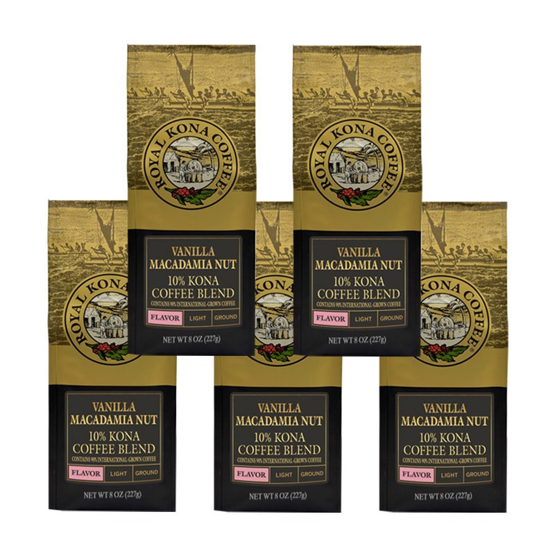 ロイヤル コナコーヒー バニラマカダミアナッツ 227g (8oz) 5袋セット コーヒー豆 ハワイ