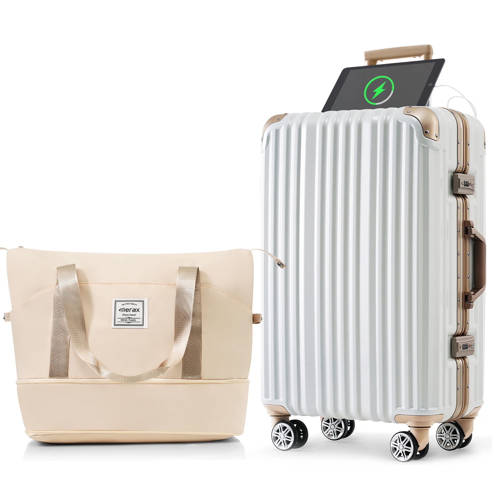 【国内発送&送·料·無·料】スーツケースキャリーバッグレデアルミ1日~3日小型Sサイズトートバッグキャリーケースハンドバッグストッパー付きUSBポートドリンクホルダー