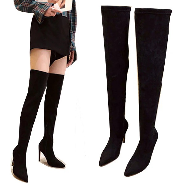 ニーハイブーツ ロングブーツ 厚底ブーツ スエードブーツ シンプル 通気性 レディース