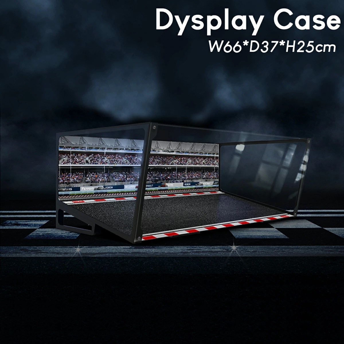 スタジアム 観戦 サーキット アクリルケース 幅66cm 奥行37cm 高さ25cm ディスプレイ ケース ジュエリー コレクション コレクションケース 四角 スクエア プラモデル フィギュア ブロッ