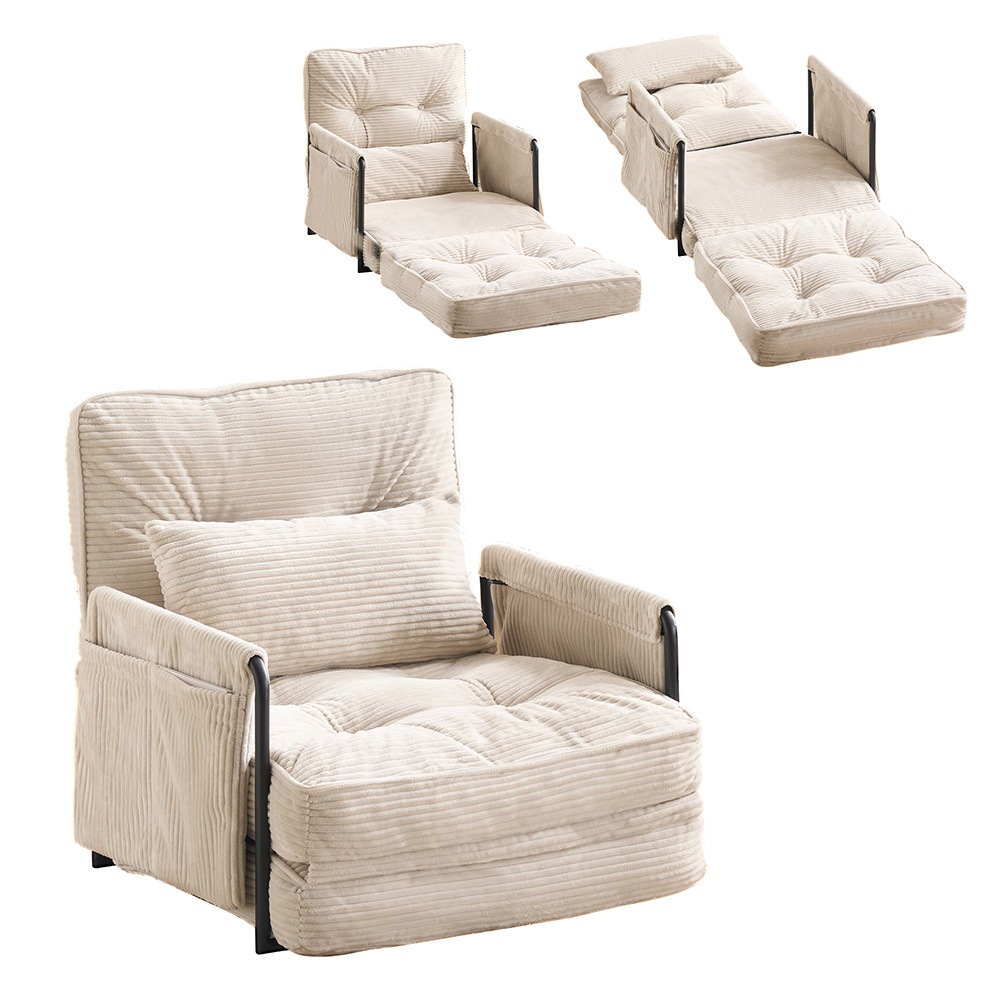 ソファー ソファーベッド 座椅子 6段調整可能 3WAY 1人掛け シンプル ベッド 折りたたみ フロアソファー 寝る 座る 可愛い外観 実用性 コンパクト 包まれる感じ ふわふわ感　枕付き