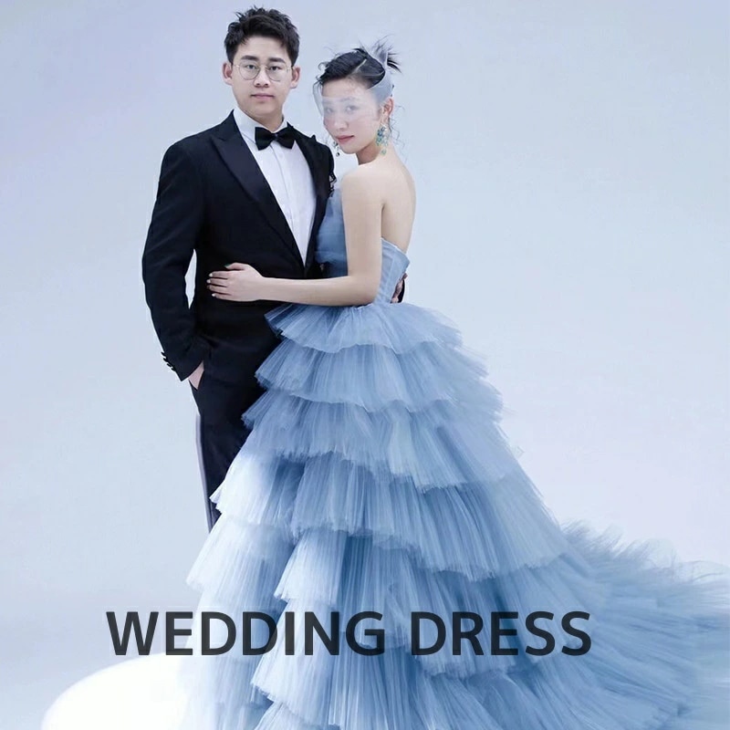 激安価格！プリンセス風 レディースドレス 結婚式 ウェディングドレス ロングドレス ブルー おしゃれ 高級感 花嫁ドレス パーティードレス 宴会 披露宴 姫系 着痩せ オフショルダー チューブトップ