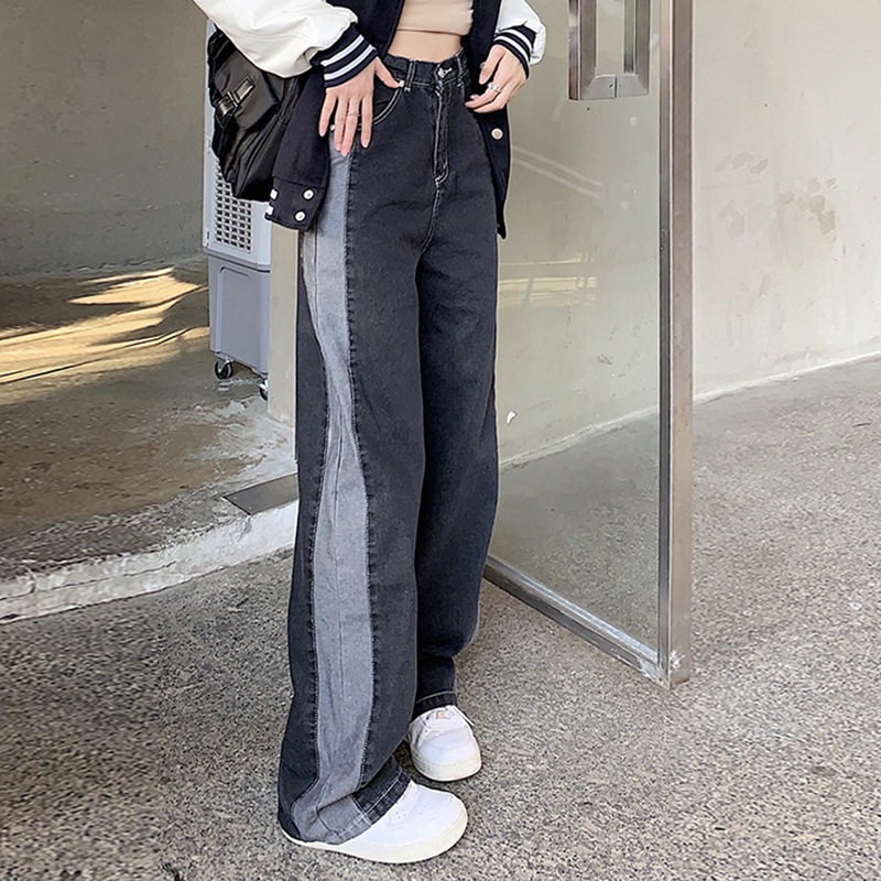 【 2色展開 】ストリート バイカラー デニム ワイドパンツ 4,823円
