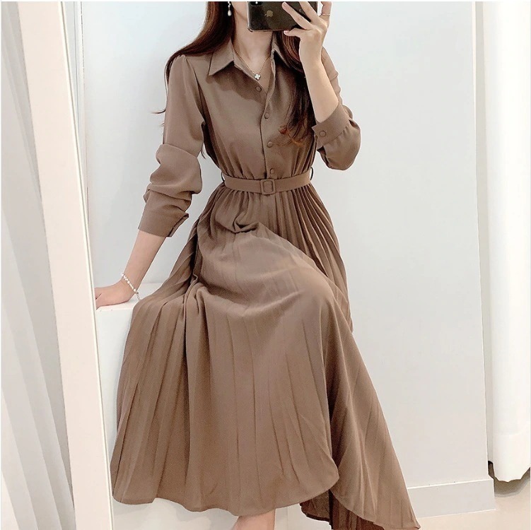 【本日のイベント】今買いたいが特売！ロングワンピース韓国風ファッション愛されドッキングワンピース レディース シャツワンピース