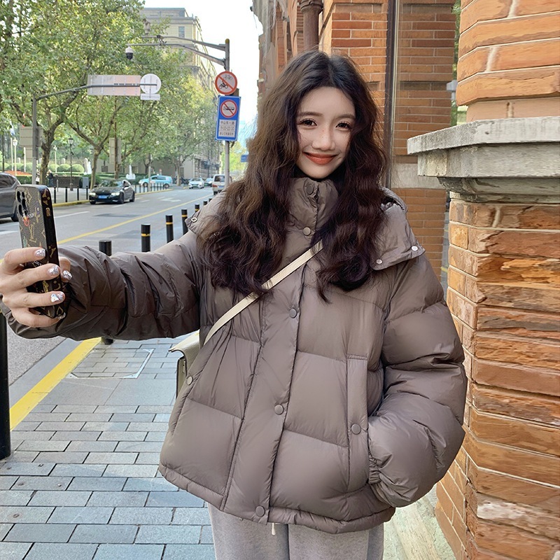 スタイリッシュな連帽ショートダウンジャケット2024新型減齢小柄パン着白アヒルの綿毛コート 8,549円