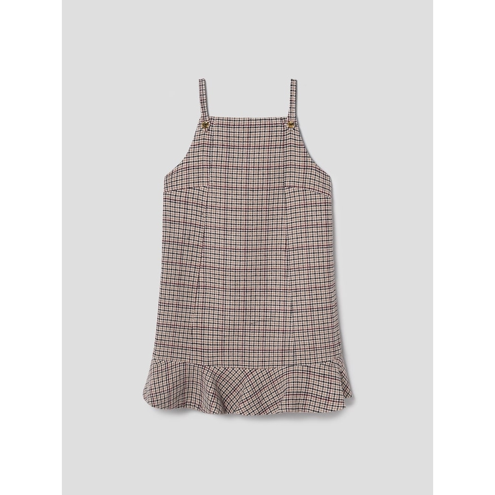 GANNI チェックウールミックスミニドレス-ベージュ FW24-QN4971R08A