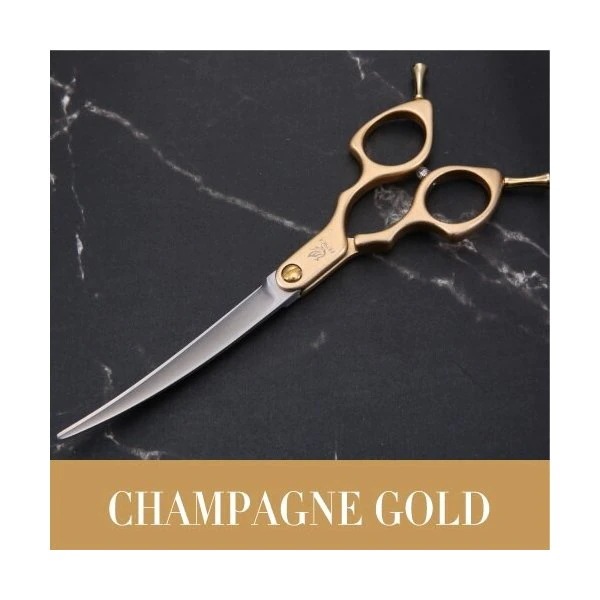 フェニスプロフェッショナルカラフルな6.5インチ湾曲グルーミングはさみペットシザー犬用猫 6.5 champagne gold