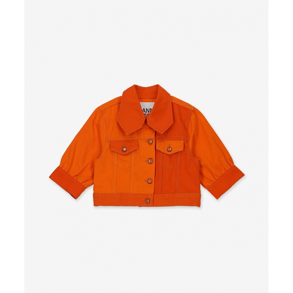 GANNIレディースクロップデニムショートジャケット - オレンジ/J1164493
