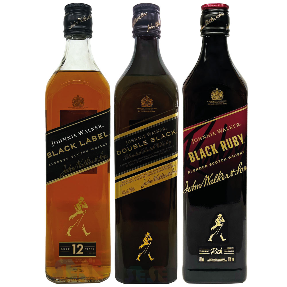 ジョニーウォーカー ブラックシリーズ 飲み比べ3本セット (12年・ダブル・ルビー) 各1本 700ml / 正規品 スコットランド ブレンデッドスコッチウイスキー Johnnie Walker B