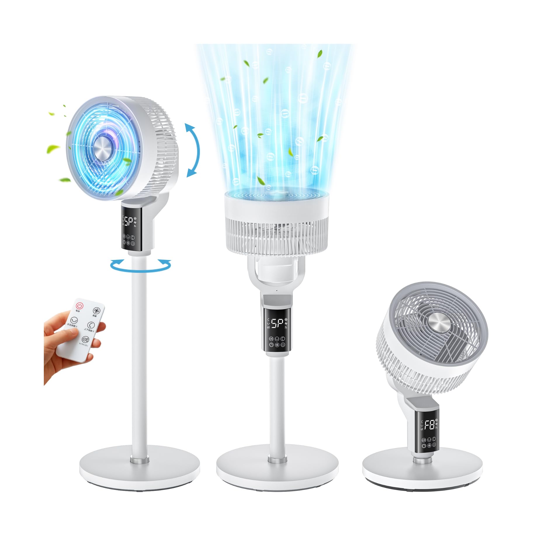 【2025年新モデル · AIモデル】 サーキュレーター 360 3D 自動首振り 扇風機DCモーター 大風量 循環送風 静音 省エネAI空気循環 マイナスイオン 空気清浄 最大30畳対応 8段階風