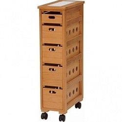 萩原 キッチンストッカー キッチンラック 野菜ストッカー キャスター付き 幅20cm 【すぐに使える完成品】 シンプル 木製 天然木 ナチュラル MUD-6780NA