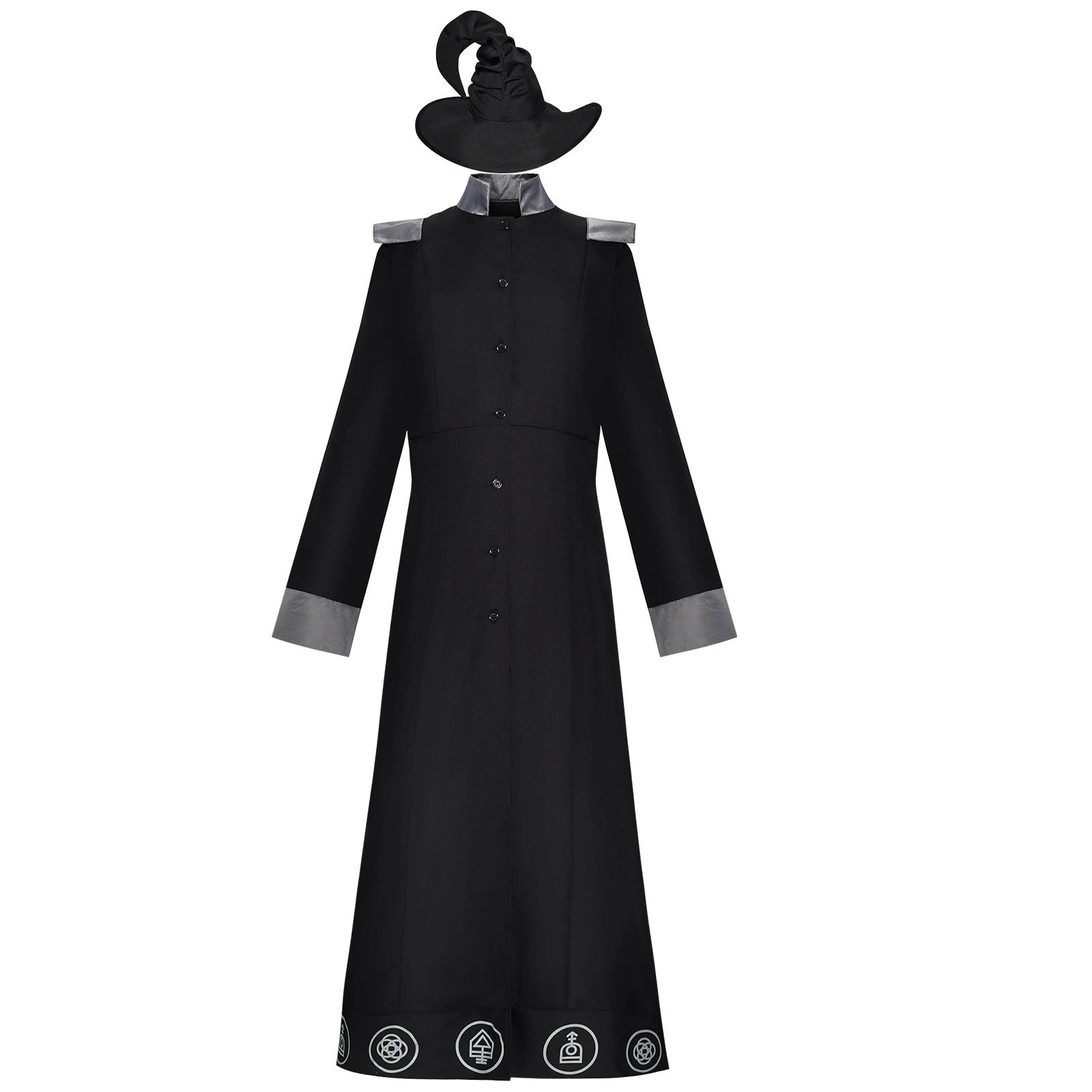 【迅速な出荷】ローブ魔法使い呪術師服黒男金ハロウィーン衣装コスプレ衣装