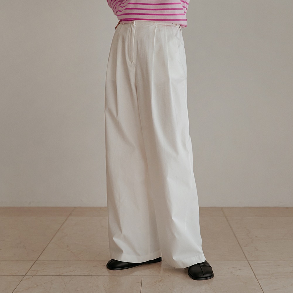ネビルバックルピンタックバンディングワイドパンツ